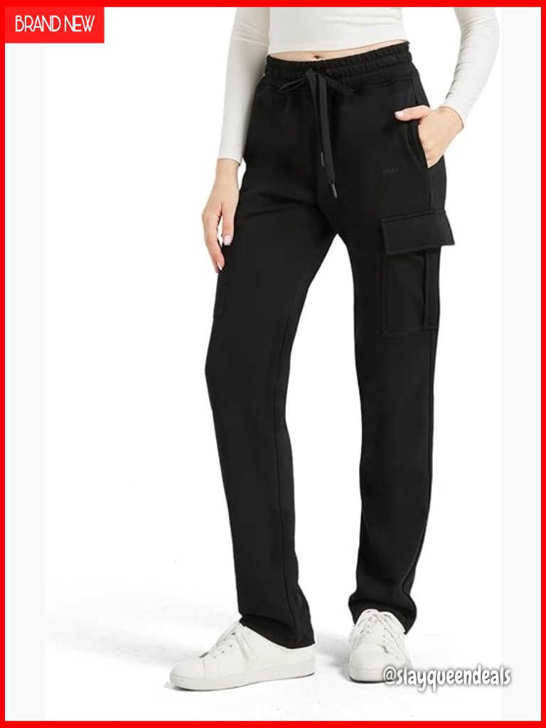 Tall Womens Cargo Sweatpants 32 Inseam Elastic Waist Joggers Pockets